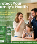 Family enjoying water with Comprehensive Drinking Water Test Kit With 120 Strips And Two Bacteria Checks For Tap Wells Analyzing Lead Fluoride Iron Hardness PH Chlorine Copper Mercury Detection Straight No Sweat Results For Your Home.