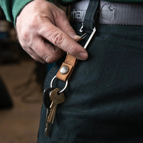 Durable Metal Key Keeper With Belt Loop Keyring Clip For Car And Home Keys Self Locking Gate Rugged Nylon Duck Material In Gravel One Size