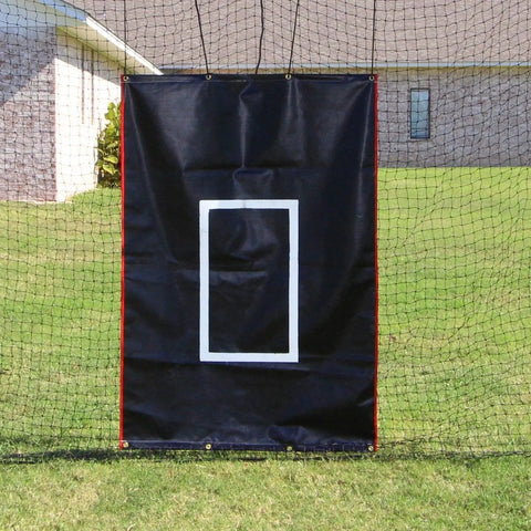 Batting Cage Net Only 12 Foot High HDPE 24 Twine 42 Ply With Door And Free 4 By 6 Vinyl Backstop With Target Heavy Duty