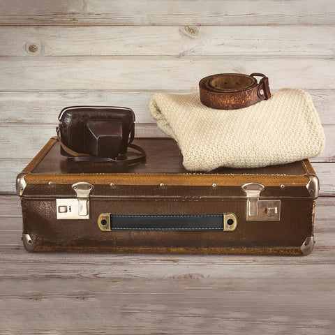 Two Pack Black Leather Drawer Handles With Mounting Screws For Cabinets, Drawers, Trunks And Suitcases on vintage trunk