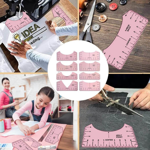 66 Piece Pro Grade Sublimation Shirts Tool Kit With Round Neck And V Neck Alignment Rulers 12 By 16 Inch Teflon Sheets