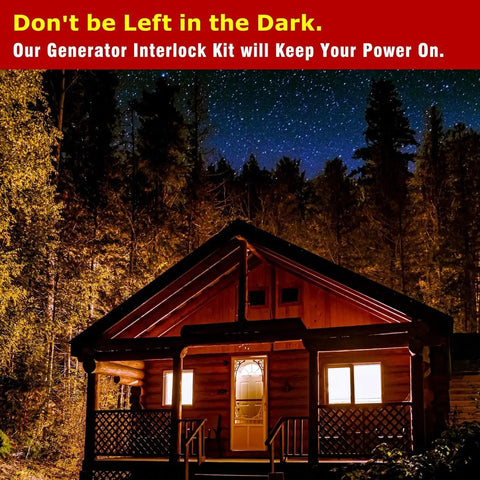 Cabin illuminated at night using Generator Interlock Kit For Square D Vertical Main 150 And 200 Amp Breaker 3 1/4 To 4 Inch.