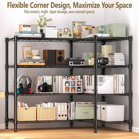 Industrial Four Tier Metal Wire Shelving Rack Straight Up Solid Build With 1600 Lb Capacity No Fuss Setup For Garage Kitchen Pantry Laundry And Utility Rooms 72 X 18 X 60 Inches Matte Black