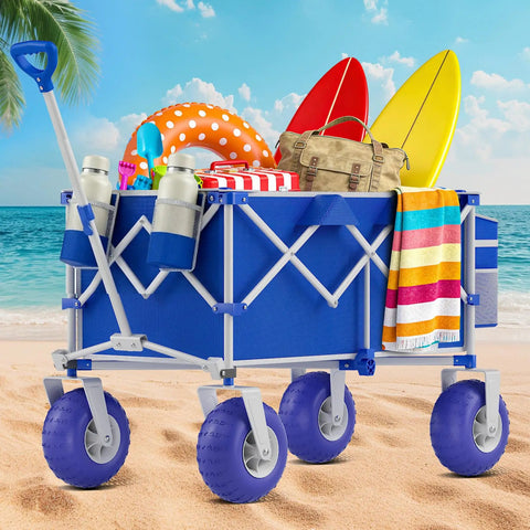 Heavy Duty Beach Wagon With Big All Terrain Wheels For Sand And Grass, 400 Lbs Capacity on a beach loaded with gear
