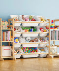 Toy Storage Organizer With Six Shelves And Twelve Bins Bookshelf For Playroom And Bedroom Organization Kid Friendly Design Keeps Toys Neat And Accessible White Finish Large Capacity Toy Box With Built In Shelf Space 52.3 Inches Wide
