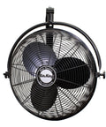 Front view of Industrial Grade Wall Mount Fan 20 Inch Black One Sixth Horsepower Three Speed 120 Volt Heavy Duty Fully Enclosed Ball Bearing Motor