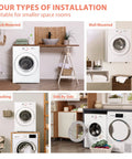 Euhomy 1.8 cu ft white portable clothes dryer with exhaust duct and stainless steel liner; four install options.
