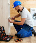 Man using 148-Piece Home Repair Tool Kit With Case For DIY Projects, Dorm Essentials, And Everyday Home Maintenance