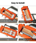 Sharp Door Lock Installation Kit With Heavy Duty Hinge Jig: instruction steps on using hinge mortising template for accurate cuts.