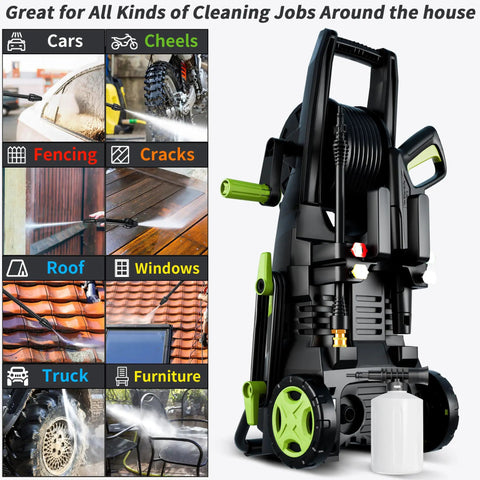 Powerful 4500 PSI Pressure Washer With 3.2 GPM And 5 Spray Modes with Inlet Hose and Filter for diverse cleaning tasks