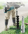 Person using Earth Auger Drill Bit Adapter for 327687-6 Ground Drill System DDG460, showing secure locking attachment in action.