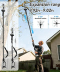 Heavy Duty Cordless Electric Pruning Shears With Telescopic Pole And Lcd Display 21 Volt Dual Battery Kit SK7 Steel Blades extended to 9.02ft with user.
