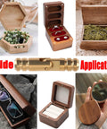Premium Brass Hidden Hinges Set For Mini Jewelry Boxes And Music Boxes With 270 Degree Folding Includes 25 Cylinder Hinges 4x17mm And 25 Magnets 4x3mm For DIYers Woodworking Projects And Crafting displayed in various wood box applications