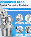 Grab This 105PC Grease Fittings Kit With Metric And Sae Zerks For All Your Daily Maintenance Chores It Includes M6 M8 M10 And Threads To Keep Your Gear Lubed And Running Smooth Like New Without Any Hiccups. galvanized steel grease zerk with stainless steel ball check and locking spring