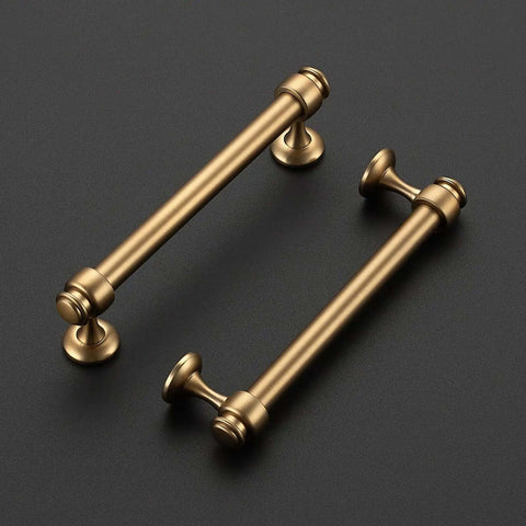 Champagne Bronze Aluminum Cabinet Handles 12 Pack With Five Inch Center Holes Straight Bar Drawer Pulls for kitchen and dresser