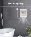 Solid Build Window Shutter Exhaust Fan Boasting Intake And Exhaust Modes Wall Mounted Ventilation Blower For Bathroom Kitchen Attic Garage Workshop Nine Point Five Inch keeps the vibes fresh daily in a modern bathroom setting.