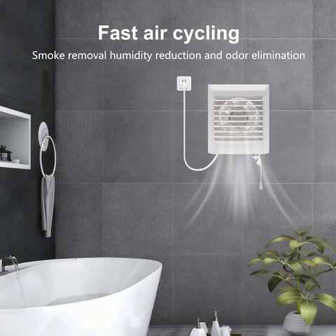 Solid Build Window Shutter Exhaust Fan Boasting Intake And Exhaust Modes Wall Mounted Ventilation Blower For Bathroom Kitchen Attic Garage Workshop Nine Point Five Inch keeps the vibes fresh daily in a modern bathroom setting.