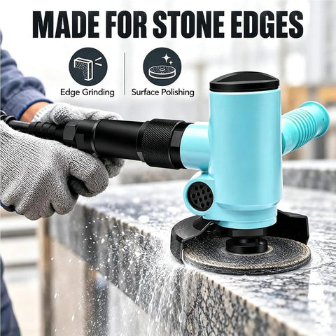 Heavy Duty 4 Inch Pneumatic Angle Grinder Pro Grade Air Powered Grinding Machine Runs Smooth With Slick Side Exhaust Venting for stone edges.