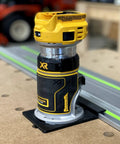 Slick Guide Rail Adapter For Trim Routers Hella Accurate Straight Cuts And Dados Compatible With Most Router Brands uses stock screws.