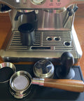 58Mm Bottomless Portafilter With Wooden Handle Compatible With Breville Espresso Machines BES900XL BES920XL BES980XL BES990BSS on espresso machine