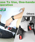 Person installing Universal Golf Cart Seat Belts Set Of 2 with 42 Inch Retractable Length, showing ease of use clip design.