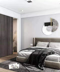 6 Foot Bypass Sliding Closet Door Track Kit For Double Doors With 72 Inch Rails installed in modern bedroom