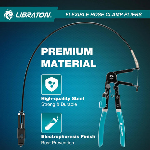 Flexible Hose Clamp Pliers 27.5 Inch Heavy Duty Adjustable 8 To 50mm Ratcheting Spring Clamp Removal Tool with ergonomic handle.