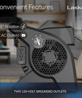 High Velocity Floor Fan 15 Inch Blower With 375 CFM Pivoting Utility Air Mover featuring dual outlet power, side view showing controls.