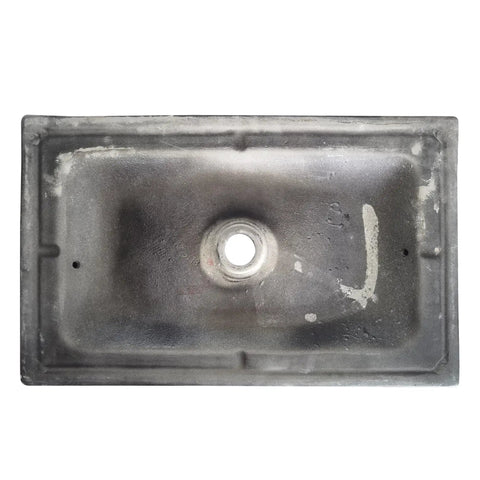 Top view of Sleek Porcelain Vessel Sink 26x15 Inches Above Counter Rectangle With Pop Up Drain Set Black Industrial Modern Vanity Basin