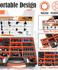 Kickstart Your Auto Repair Game With This Massive 170Pc Push To Connect Air Fittings Kit Featuring Five Essential OD Sizes And Twelve Connector Types Plus Teflon Tape And Cutter For Quick Brake Fixes And Factory Jobs. Portable 170-piece PBT plastic fittings case, easy to carry.