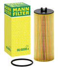 HU 6008 Z Oil Filter Cartridge next to MANN-FILTER box and O-ring for Mercedes AMG models
