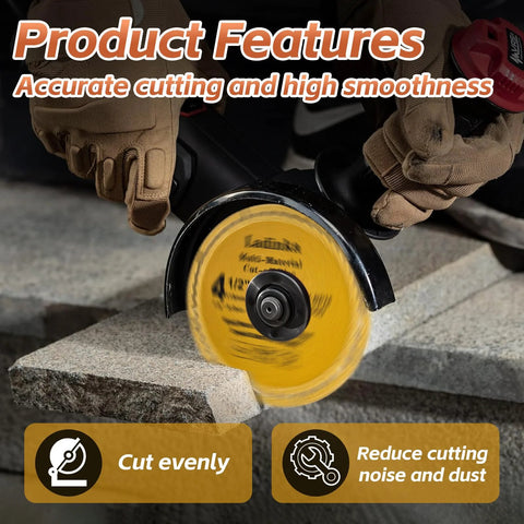 4-1/2 in yellow electroplated diamond grinding wheel, 4-pack, for angle grinder; cuts metal, tile, stone, concrete.
