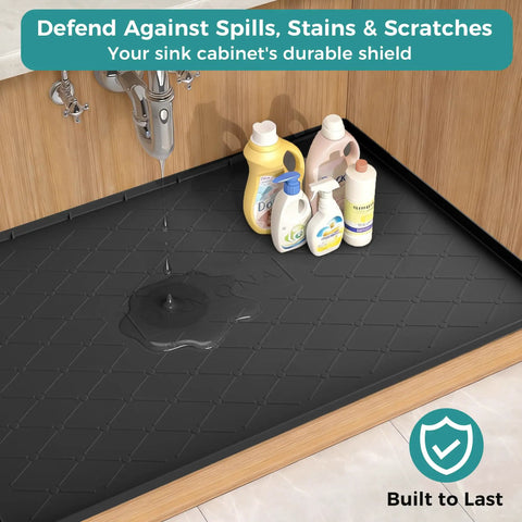 34 By 22 Inch Waterproof Silicone Mat For Under Sink Kitchen And Bathroom Protection Non Slip Multi Purpose Cabinet Liner