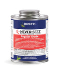 Front view of 8 oz brush-top Never-Seez Regular Grade anti-seize lubricant can, copper-graphite formula by Bostik.