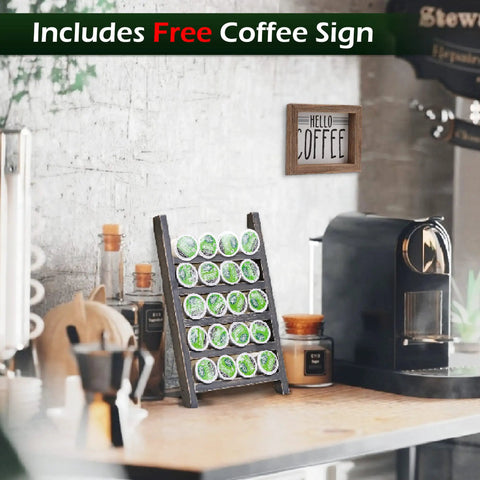 Countertop K Cup Holder For Your Dope Coffee Bar, Rustic Wood Pod Organizer, farmhouse decor holding 20 K Cups on counter