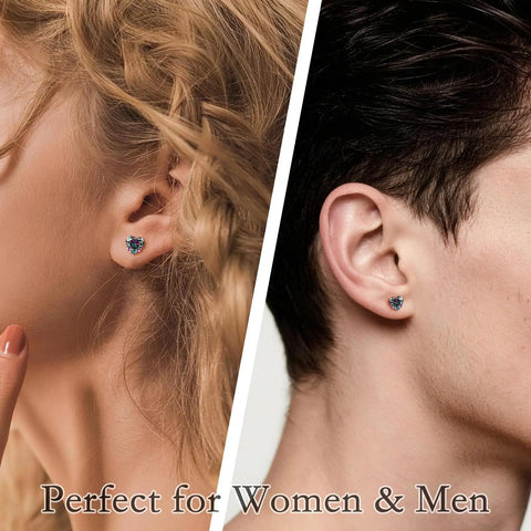 Top Notch Implant Grade Titanium Heart Earrings With Lustrous Cubic Zirconia Secure Screw Back Closure Hypoallergenic Nickel Free Metal For Sensitive Ears and Slay Your Daily Vibe worn by models.