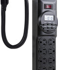 Seven Day Digital Power Strip With Timer For Lamps And Electronics, Eight Outlets, Digital Display, Black Indoor Hub