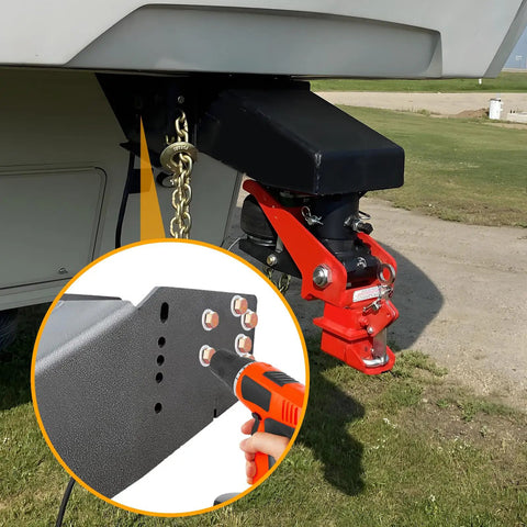 Beefy Five Eighths Inch Grade 8 Bolt Kit With Lock Nuts And Washers For Fifth Wheel Pin Box Installation in trailer setup