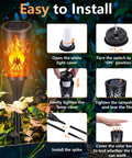 Super Cool Solar Torch Lights Outdoor Six Pack With Realistic Dancing Flickering Flames installation guide.