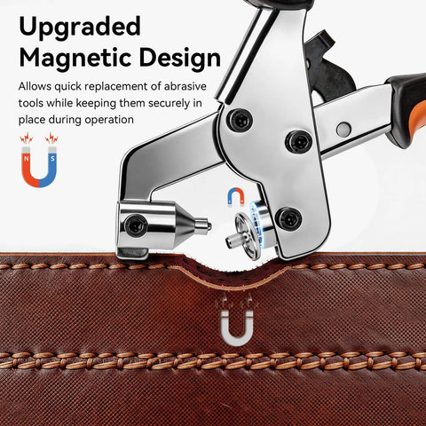 Snap Fastener Tool Kit with 100 Sets of 15mm Boat Cover Snaps Heavy Duty for Fabric Leather RV Boat Canvas Sewing and DIY Crafts tool using magnetic design on leather.