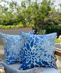 Set Of 2 Waterproof Outdoor Throw Pillows With Inserts, 18x18 Inch Square Cushions on garden bench, floral pattern