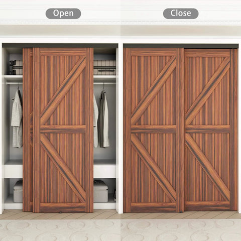 Heavy Duty Double Bypass Sliding Closet Door Track Kit Hardware With 72 Inch Aluminum Alloy Track Rail Set For Two Door System