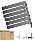 Six Pack 8 Inch Z Shelf Brackets With Lip for 7.25 Inch Boards, Black Finish, Wall Mounted, DIY Shelving Hardware Included