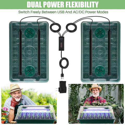 4 Pack Seed Starter Tray With Grow Light, 80 Cell Indoor Greenhouse Seed Starting Kit With Humidity Dome, Dual Power Modes