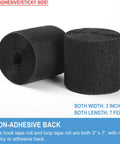 Heavy Duty Sew On Hook And Loop Strips 3 Inch By 7 Foot Non Adhesive Roll showing two black rolls with no sticky side