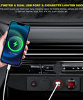4 In 1 12V USB Panel With LED Voltmeter, Dual USB Charger Socket, Cigarette Lighter Socket, And Red LED Lighted Toggle Switch For Boat, Car, RV, Golf Cart, And ATV Power Hub For All Your Onboard Electronics And Lighting Needs. mounted in car dash with phone charging
