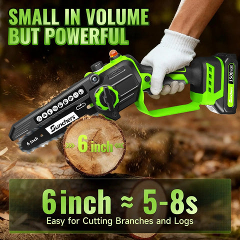 Cordless Mini Chainsaw 6 Inch With Dual Battery Power Handheld Electric Chain Saw Auto Oiler For Wood Cutting And Yard Work