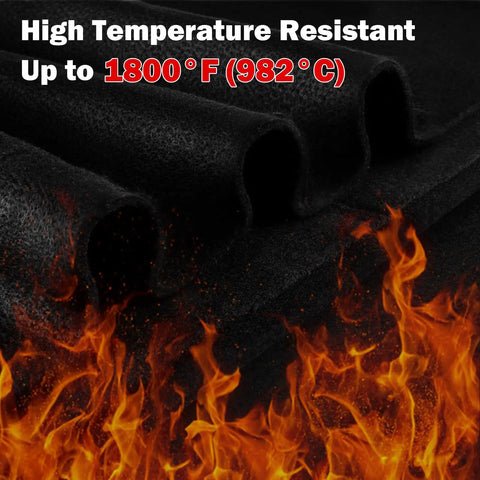 Carbon Fiber Welding Blanket Heat Shield 1800F Fireproof 20-Inch By 20-Inch Heavy Duty Heat Resistant Fabric close-up with flames
