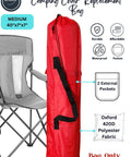 Replacement Bag For Folding Camping Chair 40x7x7 Inch 420D Oxford Polyester, red, with side pockets and features icons.