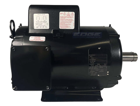 Front view of 7.5HP Single Phase Compressor Duty Industrial Electric Motor 215T Frame 1750 RPM 208-230V Open Drip Proof Enclosure